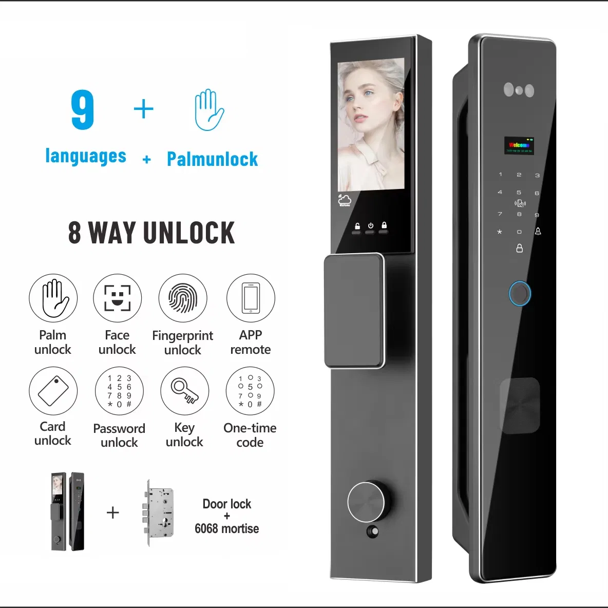 High Quality New Technology Tuya 3D Face Recognition Smart Door Lock with Camera and Fingerprint