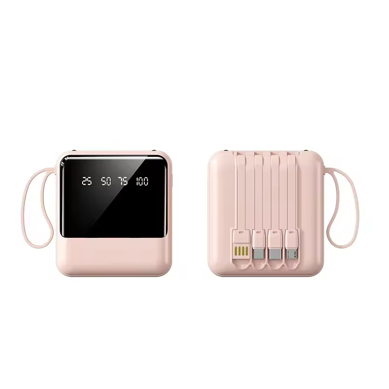 Портативный Power Bank 10000mAh с логотипом и встроенным кабелем