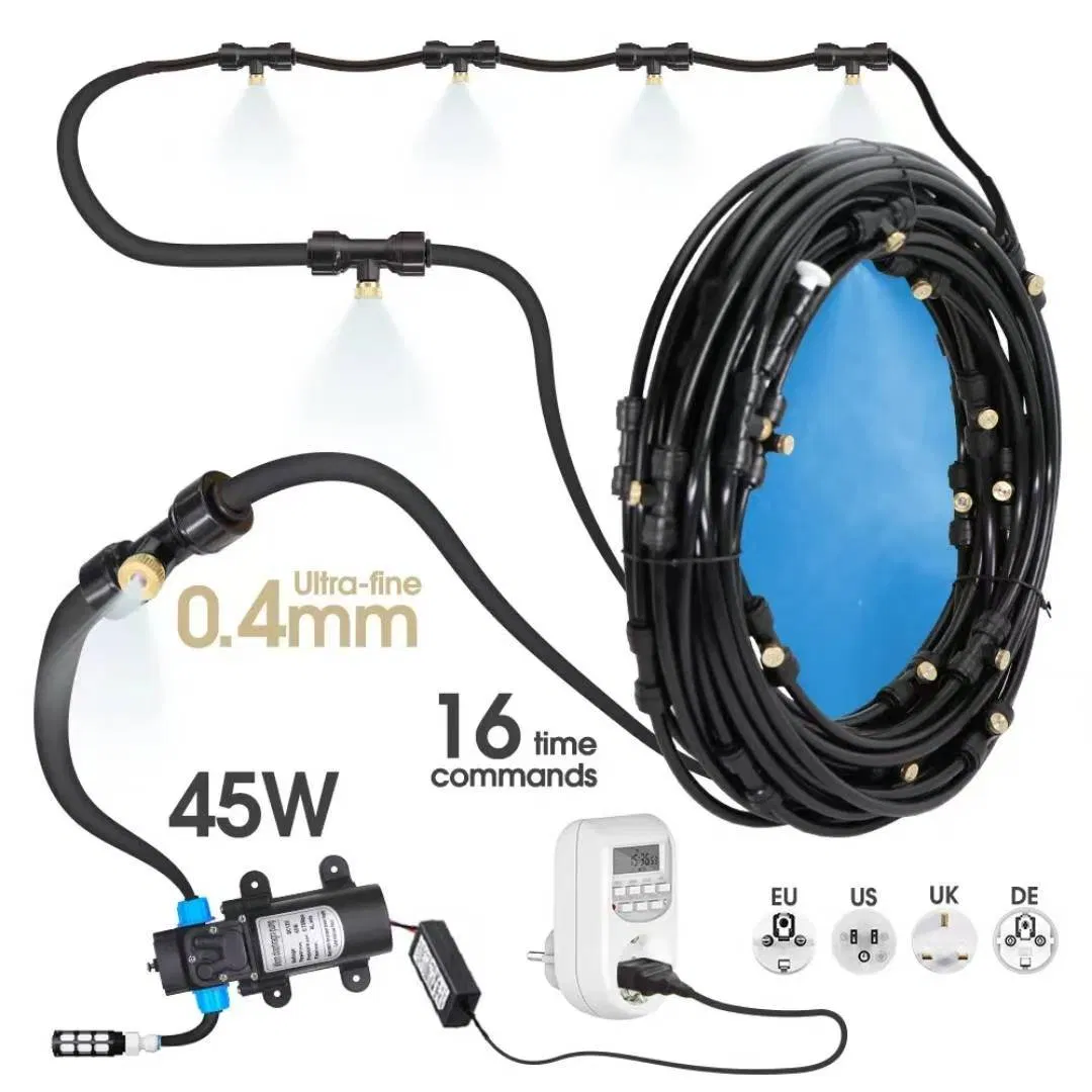 Water Misting System Brass Spray Nozzle with Pump Outdoor Misting Cooling System