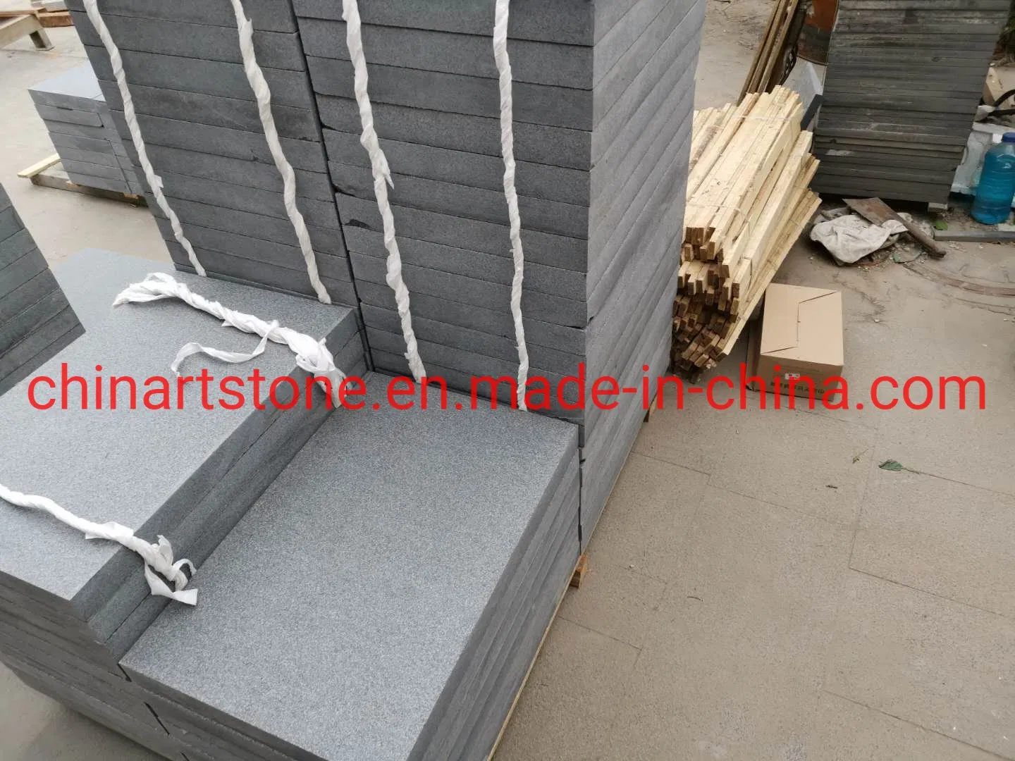 Nature Granite China Black Stone Flamed Tiles