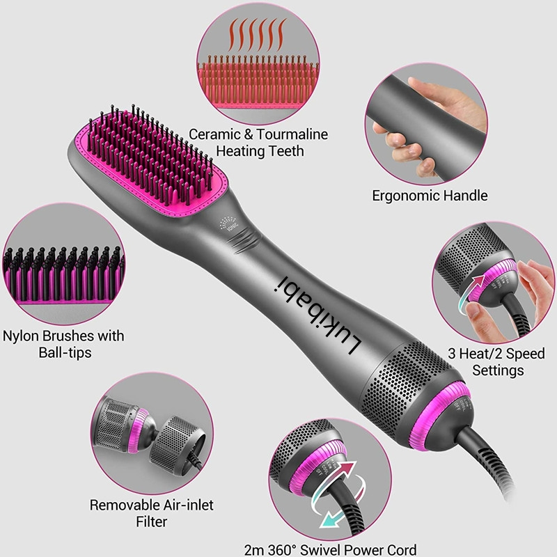 Ionic Hair Straightener Hot Air Dryer Comb Brush 3 in 1