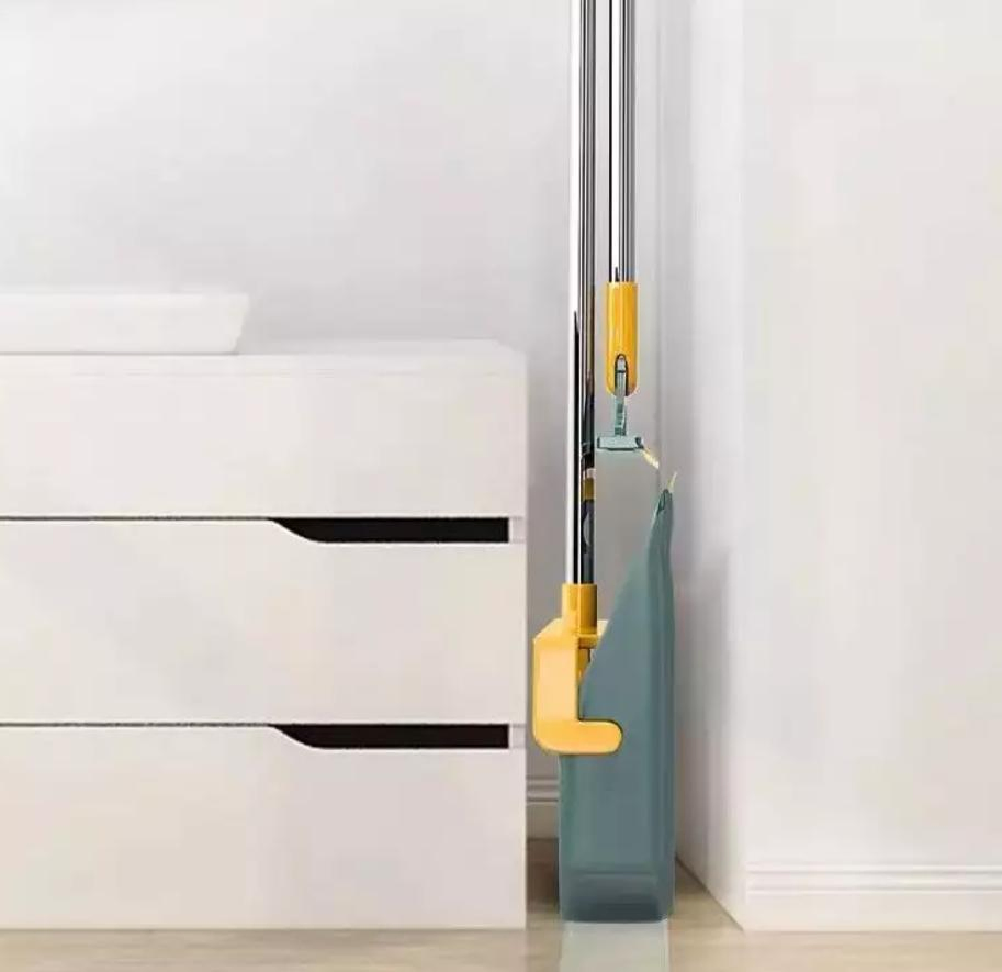Household Cleaning Folding Dual Comb Teeth Upright Stand up Broom Dustpan Set