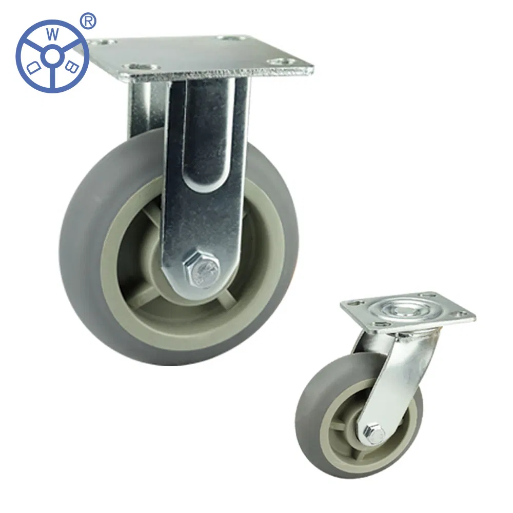 Wbd Swivel Double Ball Bearing4 5 6 8 Inch American Style Heavy Duty Grey TPR Caster Wheels 100 125 150 200mm