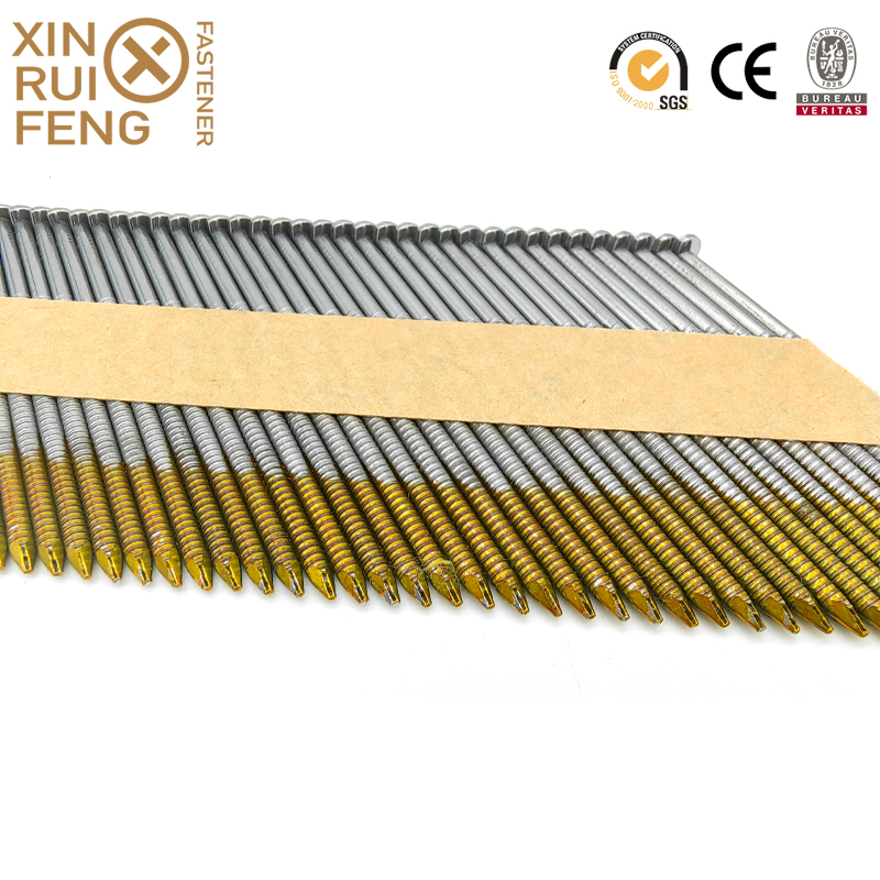 Xinruifeng China Round Head 1/4-Inch X 131 X 33 Frame Nail 90mm Galvanized Smooth Shank Paper Tape Collated Framing Nails