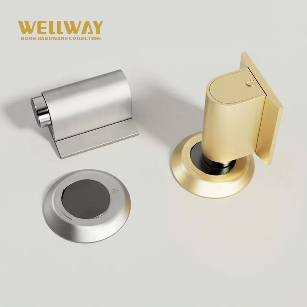 Matte Brushed Nickel Zinc Alloy Telescopic Floor Door Stopper with Retractable Structure for Wooden and Cement Floors China Factory OEM - Ds-02-026