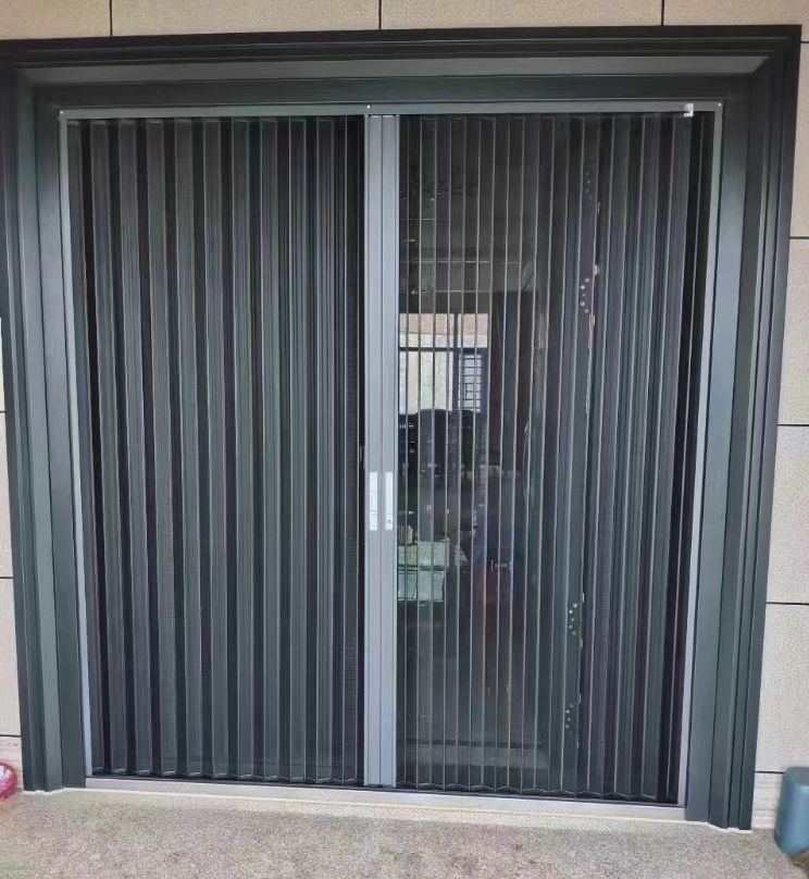 Low Rail Aircraft Wheel Folding Screen Door Diamond Mesh Sliding Sand Door Insect Animal Proofmetal Window Door Screen