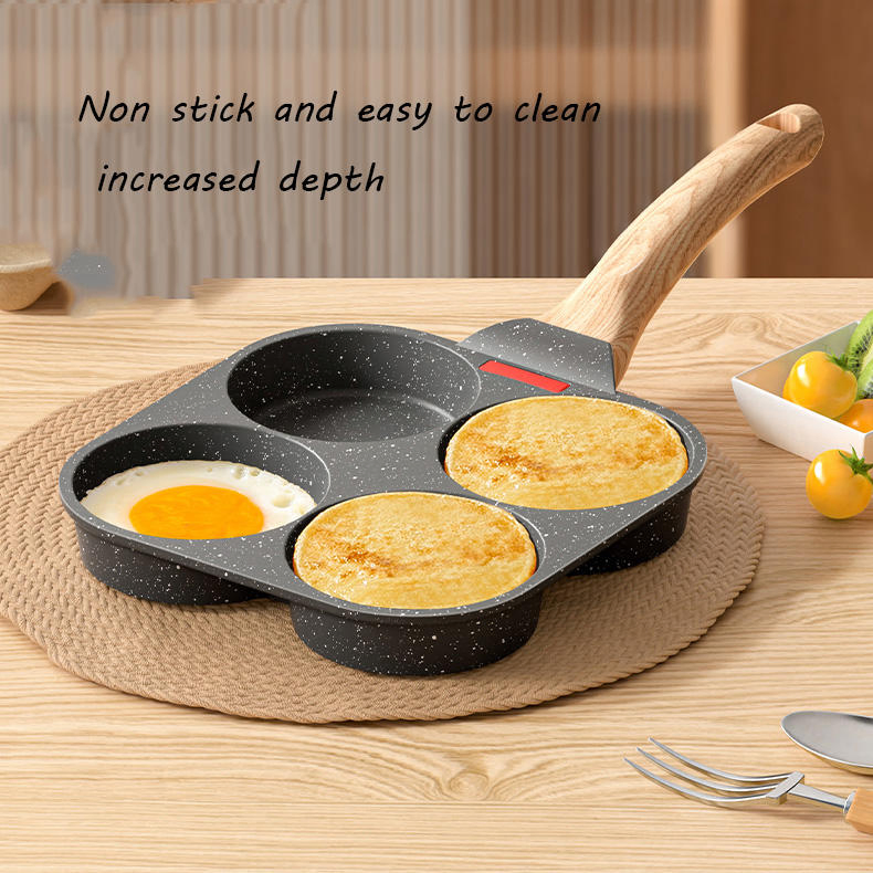 Good Selling 4-Hole Square Non-Stick Egg Frying Pan Breakfast Maker for Pancake Cooking Aluminummetal Glass Inqredients Pot Pan