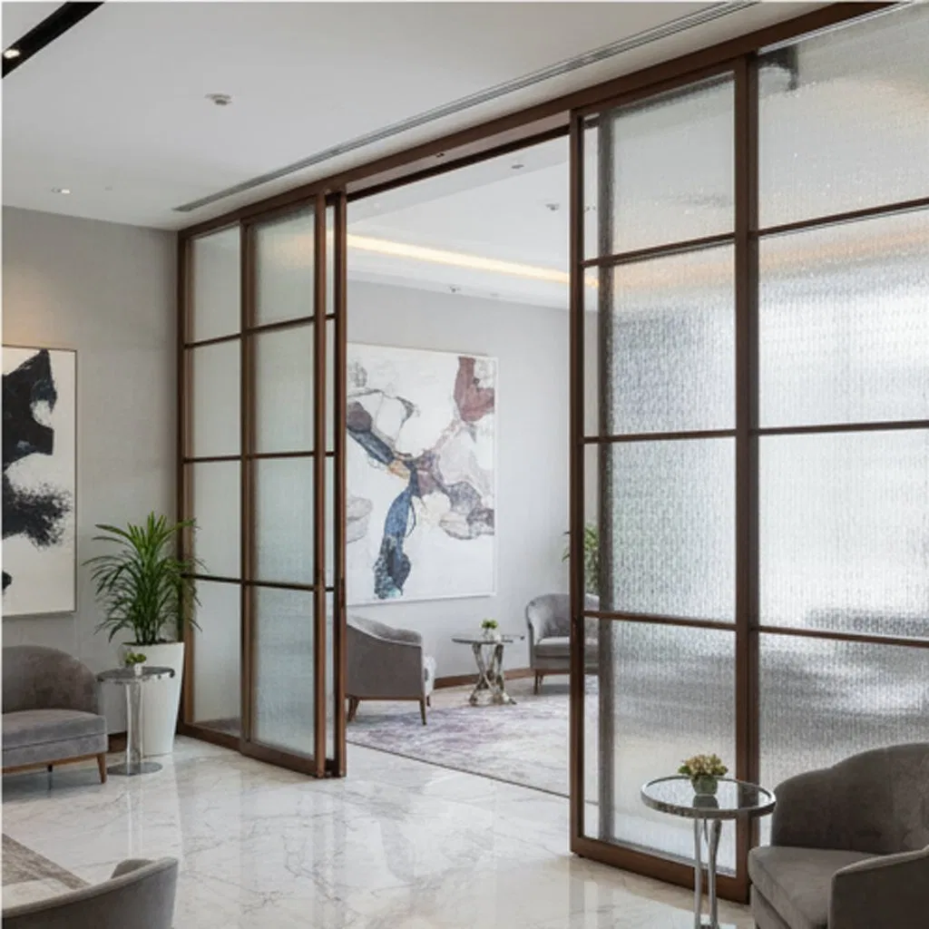 Modern Reflective Coated Acid Etched Shower Glass Designs