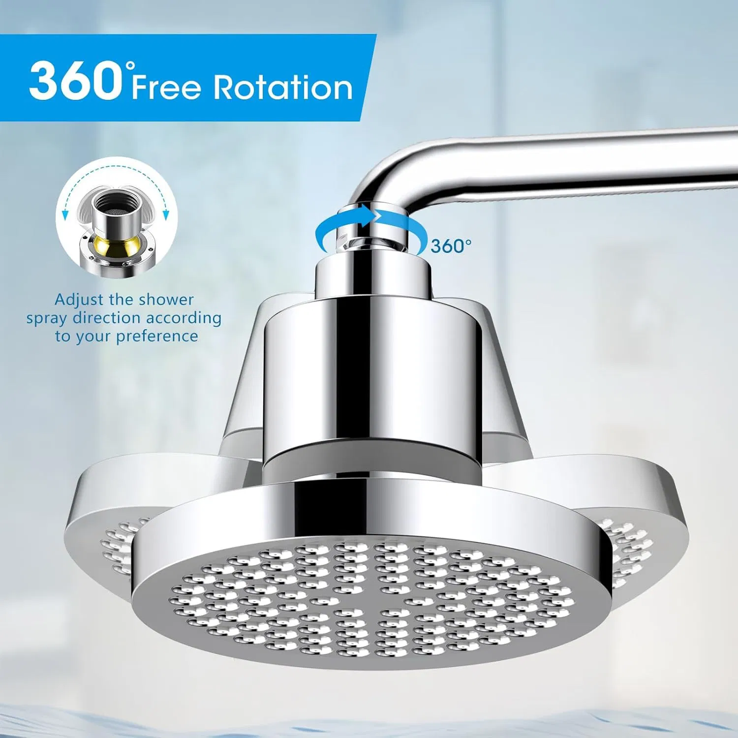 Premium 6-Inch High Pressure Rainfall Shower Head for Luxurious Baths