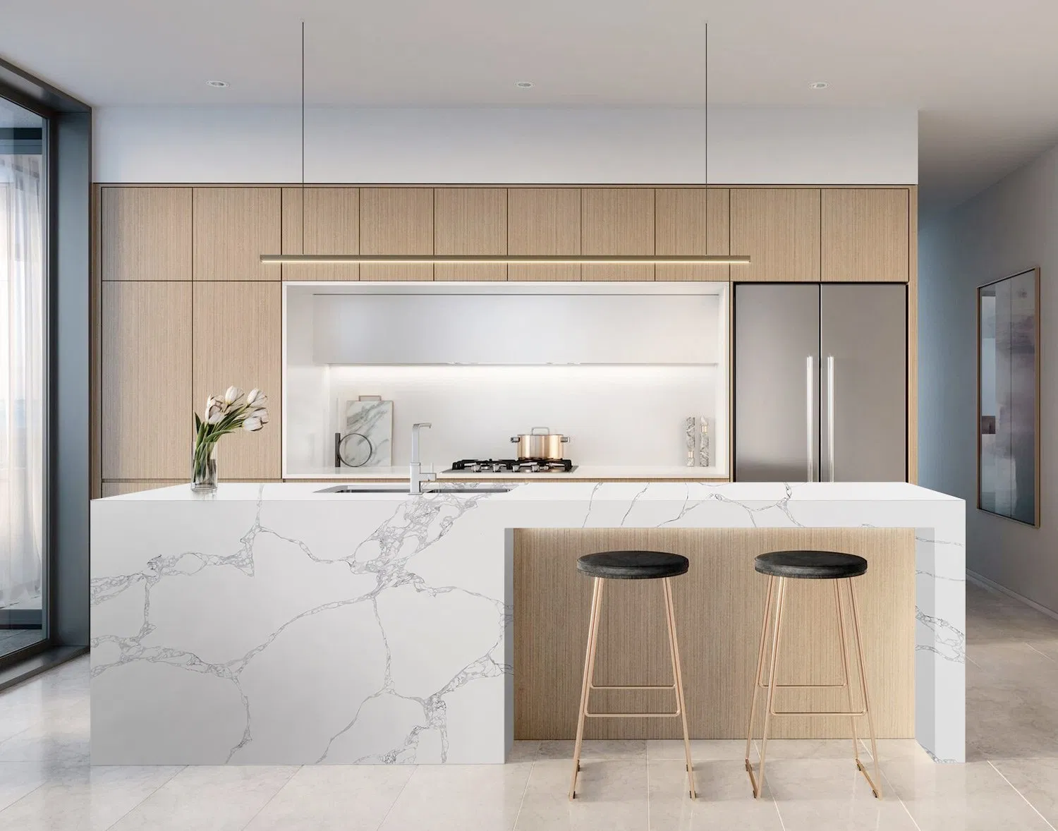 Stunning Calacatta Gold Quartz Stone Slabs for Home Design