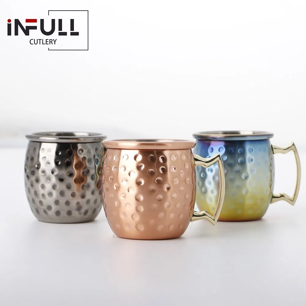 60ml Stainless Steel Mini Colorful Hammered Copper Drum Cup Wine Glass
