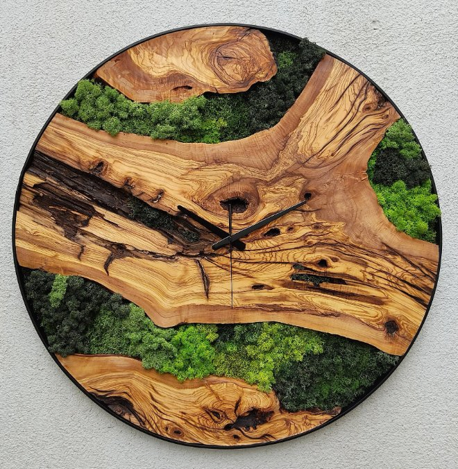 Made to Order Moss Wall Clock Room Decor Custom Made Moss & Wood Wall Clock Custom Wall Decor