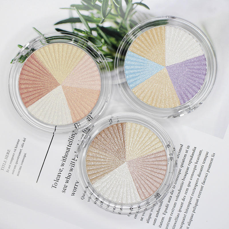Wholesale Healthy Bronzer Skin Protect Compact Disc Transparent Color Combination 5 in 1highlighter Powder Loose Powder