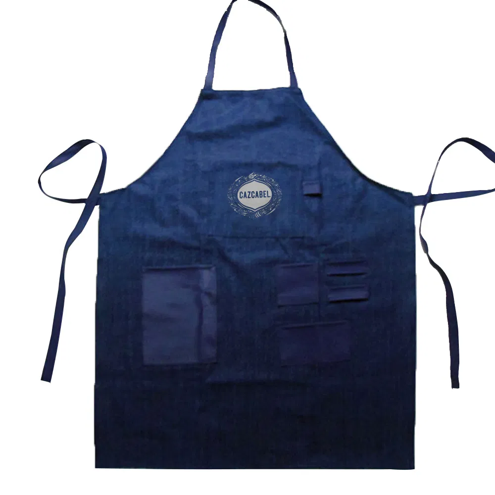 Hot Sale Promotion Wholesale Cotton Twill Black Silkscreen Print Chef BBQ Adjustable Kitchen Apron with Pocket