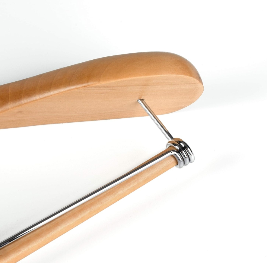 Smooth Natural Finish Wood Luxury Wide Shoulder Wooden Hangers 2 Pack