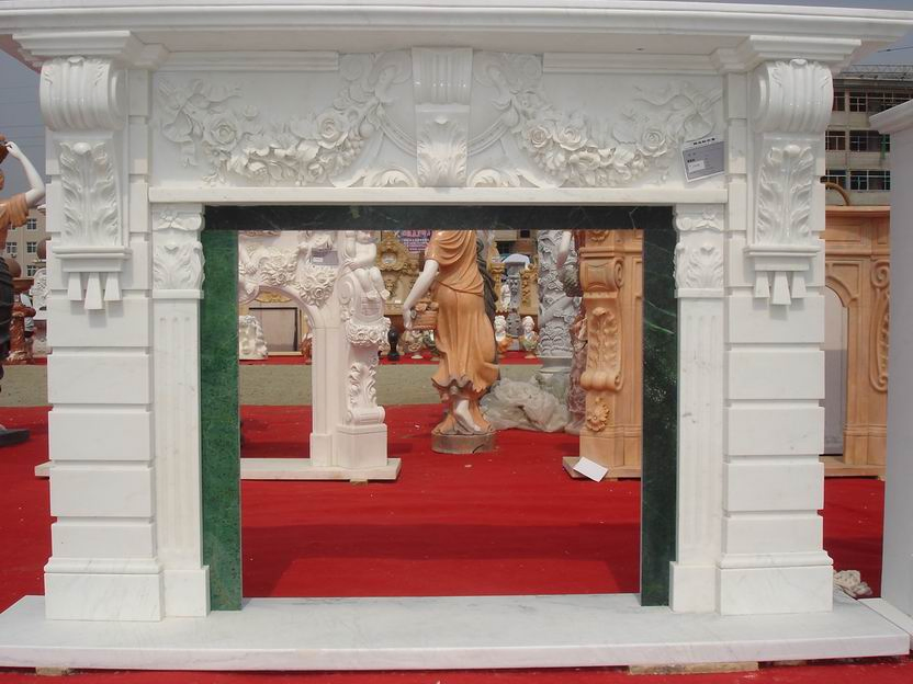 Hand Carving Fireplace Natural Marble Customize Beige/White Fireplace Mantel