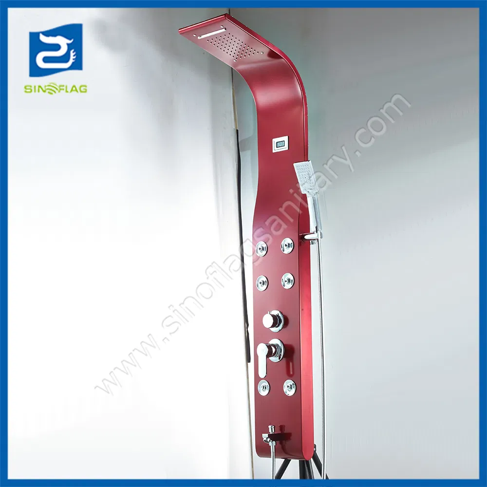 Six Spraying Massage Jets Black Shower Panel