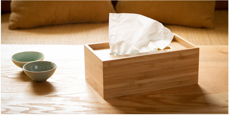 Solid Natural Bamboo Napkin Holder Bamboo Tissue Paper Box