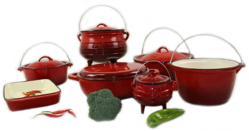 4 Sets Enameled Cast Iron Cookware Set with Casserole Fryingpan