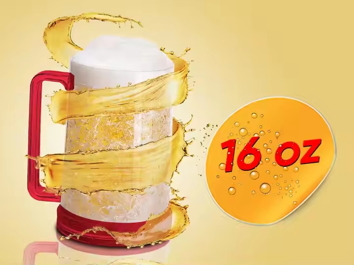 Keep Beverage Longer Cold Beer 480ml Plastic Double Wall Frozen Freezer Frosty Ice Gel Mug Frosted Beer Cup with Handle