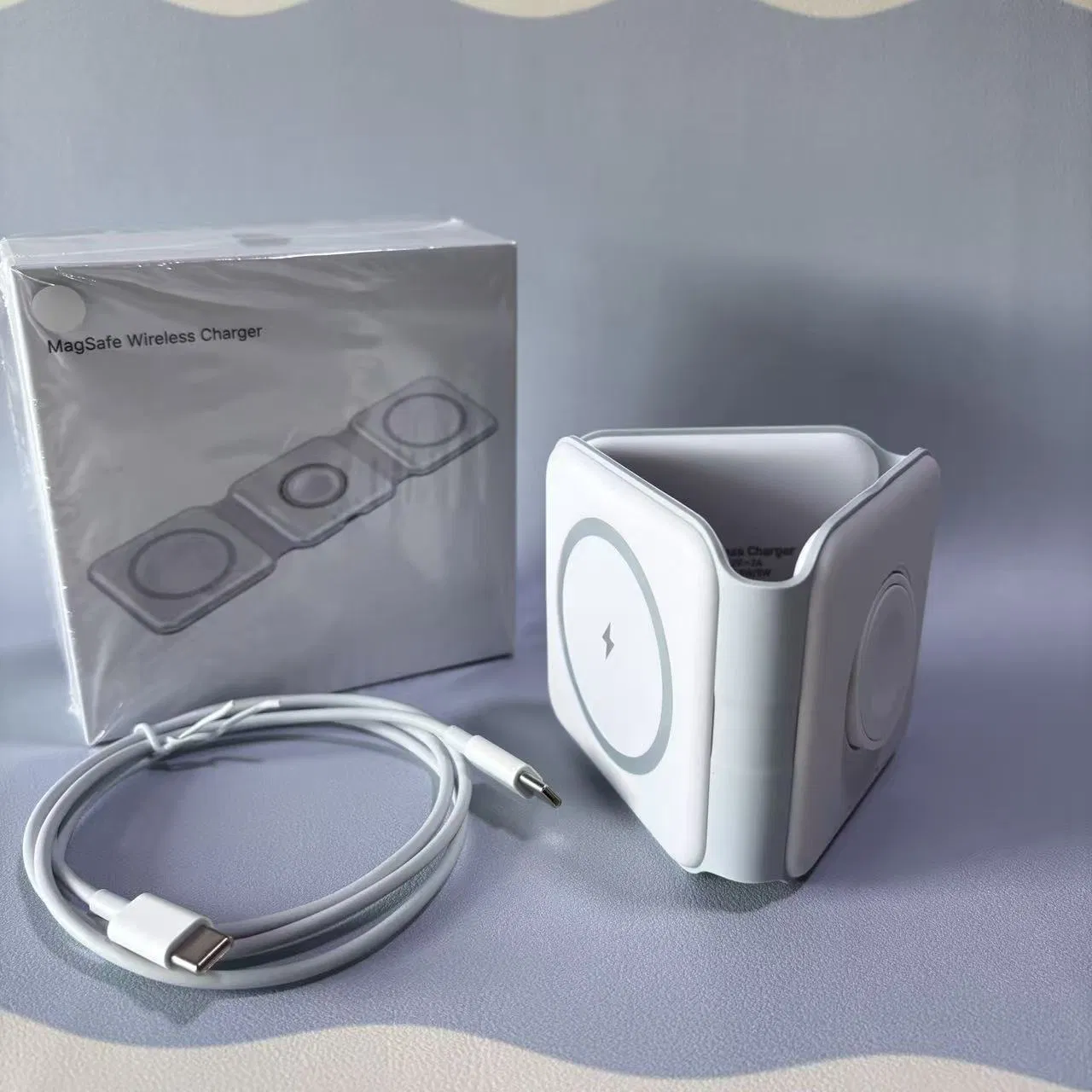 Магнитный держатель-зарядка Magsafe 3в1 с подставкой