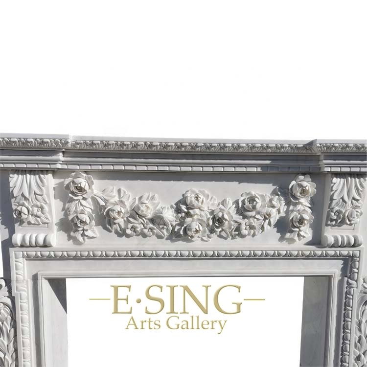 White Marble Decorative Stone Angel Carved Fireplace Surround Design