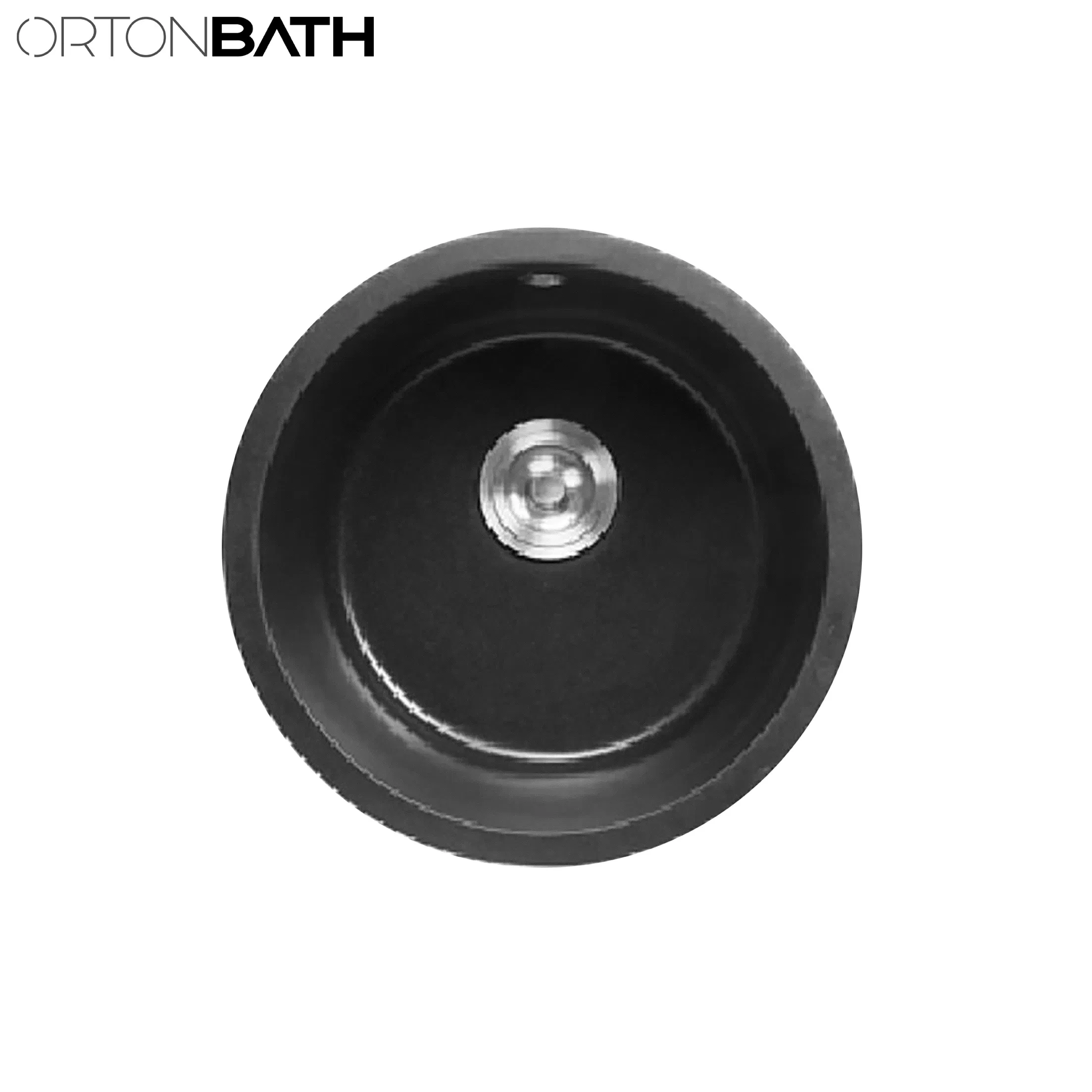 Ortonbath Rectangular Top Mount Single Bowl Black Silvery Granite Composite Kitchen Sink & Waste Kit With1 Tap Hole