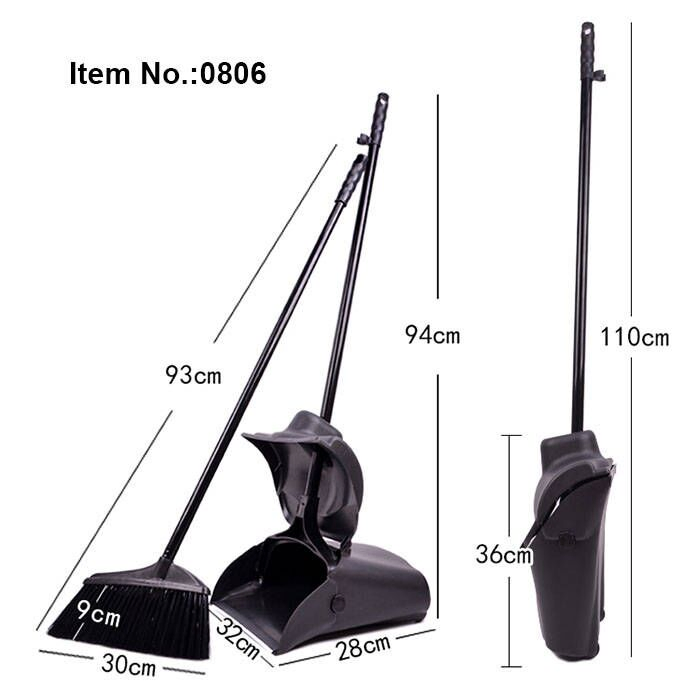Wholesale Upright Soft Wool & Plastic Broom Head Detachable Long Metal Handle Dustpan Broom Set for Home Cleaning Floor Care