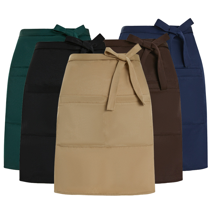 Custom Unisex Blank Waiter Waterproof C Pocket Customized Design Waist Half Polyester Apron