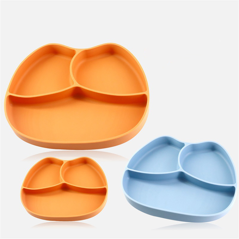 Custom Eco-Friendly Silicone Baby Plate Dinner Divided Suction Fruit Food Plates