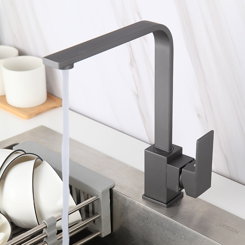 Kitchen Sink Sink Hot and Cold Water Faucet Copper Black Kitchen Faucet Square