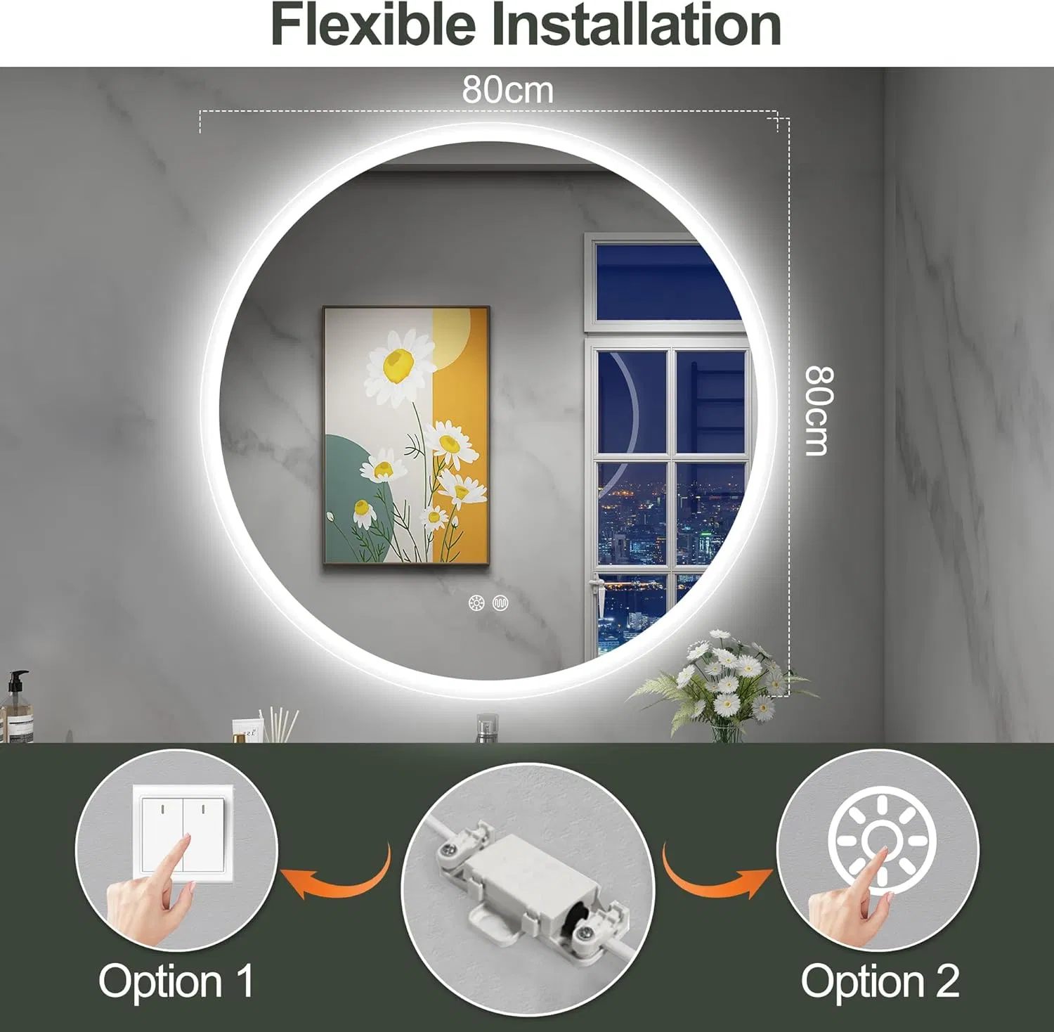 Factory Bathroom Smart Makeup Vanity Mirror with LED Intelligent Glass Home Decoration