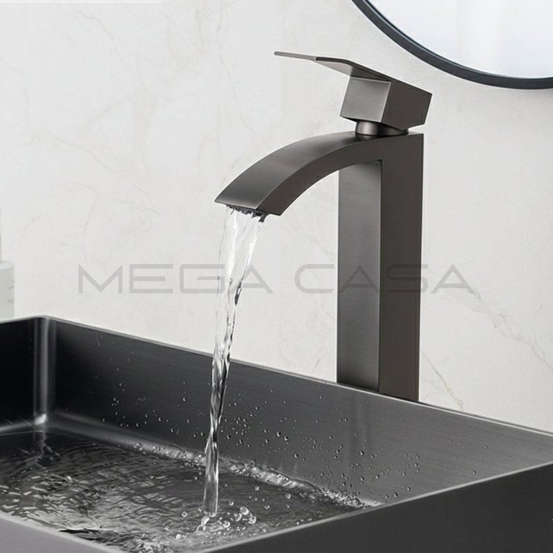 Modern Waterfall Stainless Steel Bathroom Basin Faucet Enhances Bathroom Aesthetics
