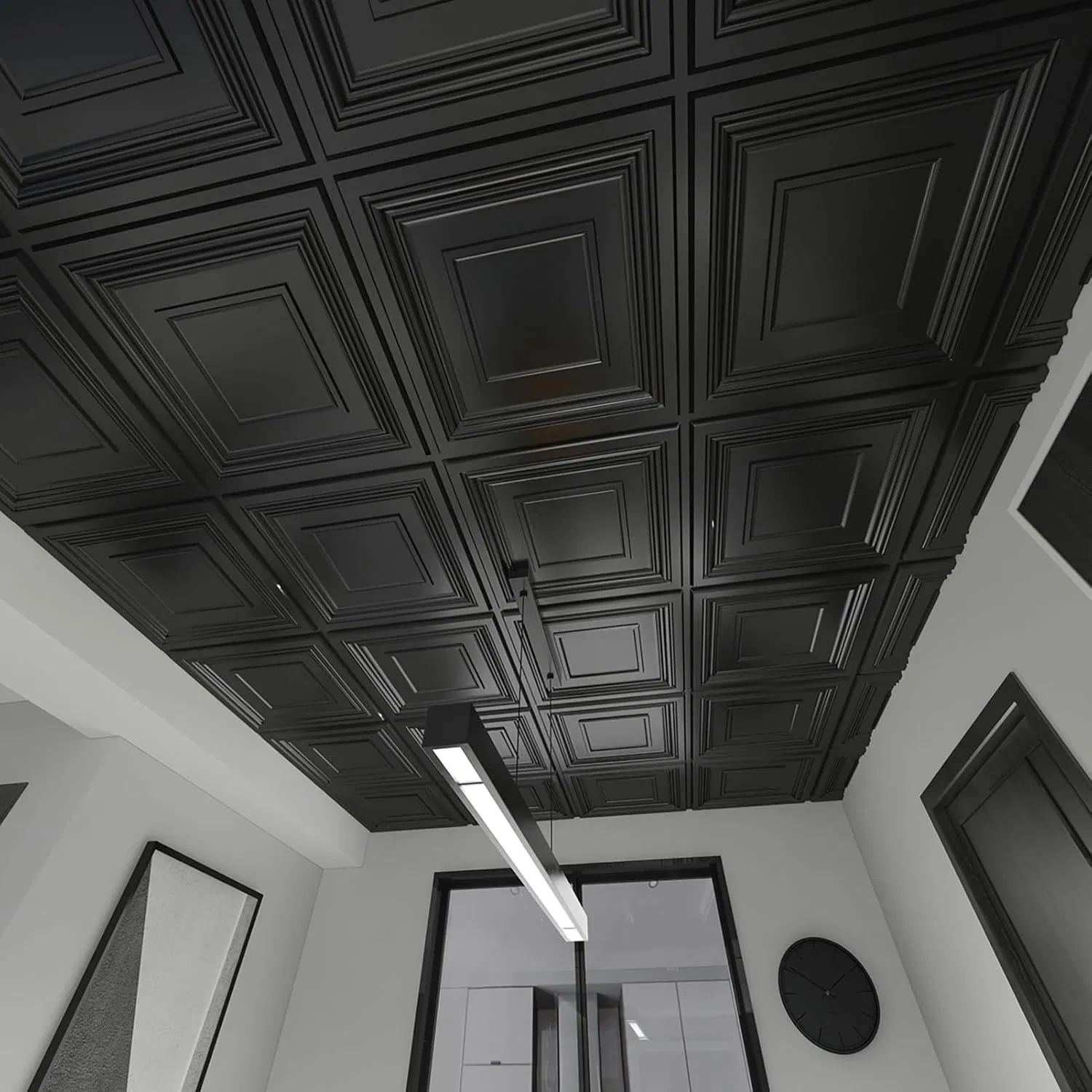 Потолочные плиты ПВХ 3D 60x60 см, белые