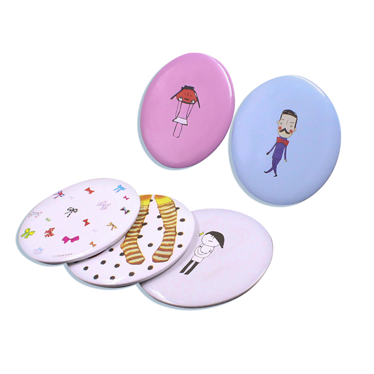 Mini Makeup Mirror Korean Cute Cartoon Cermin Round Portable Pocket Mirror Hand Gifts Pocket Mirror for Women
