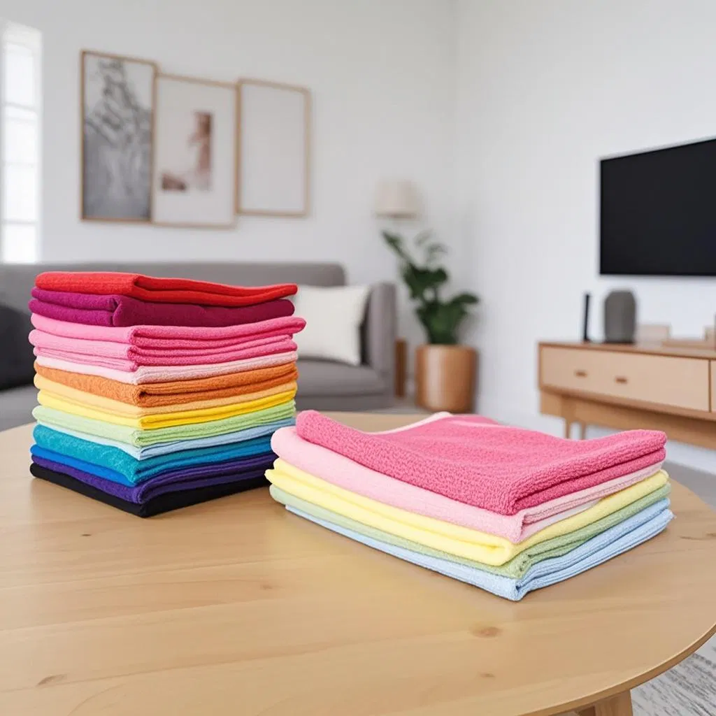 Ultra Soft Universal Terry Microfiber Towel Tartan Elastic Glass Shiny Waffle Scales Pineapple Cleaning Durable Car Washing Kitchen Floor Cloth with Stripe