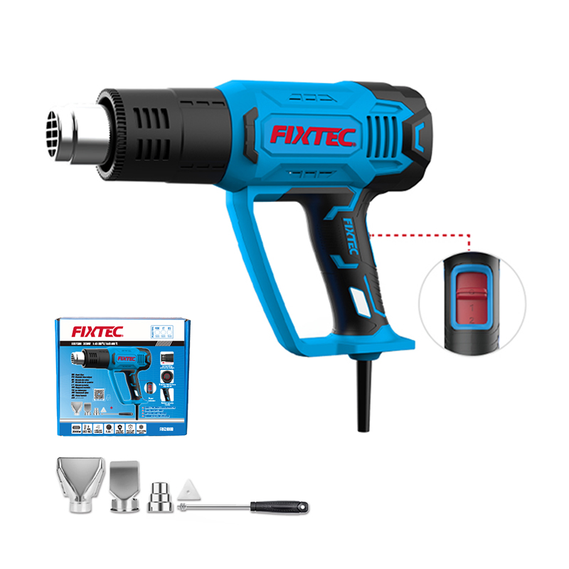 Fixtec 1500W Adjustable Temp Professional Heat Gun Shrink Wrap Electric Heating Gun with Patent Anti-Scalding Protection Design