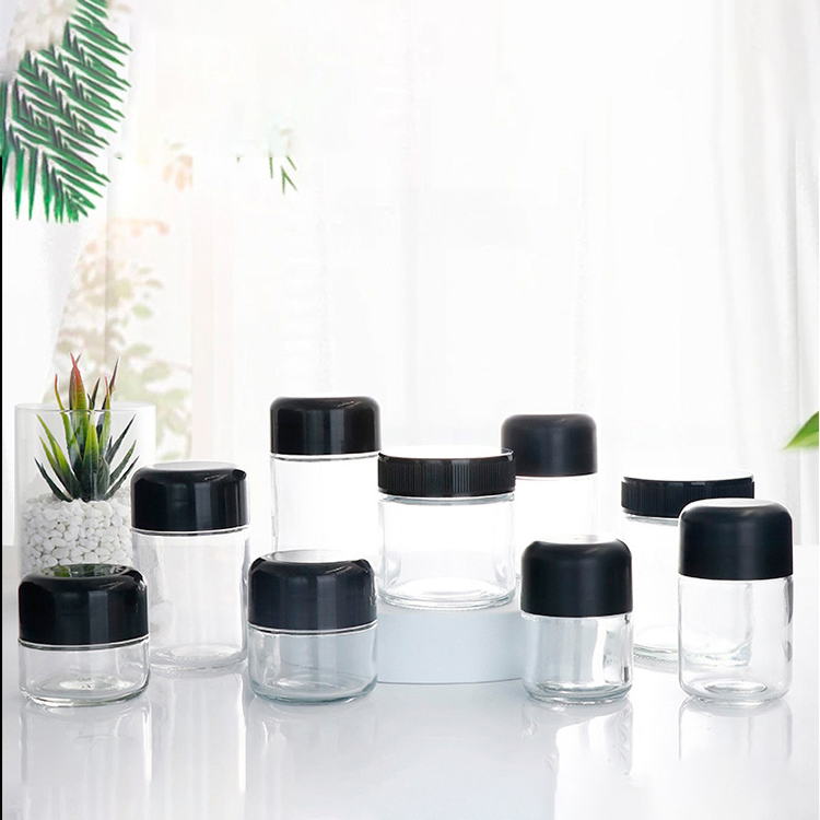 Glass Bottle with Cr Safety Cap, Tobacco Glass Jar, 2oz - 5oz Cream Bottle