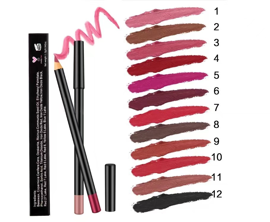 Wholesale 12 Colors Lip Liner Pencil Private Label Matte Lipliner Pencil