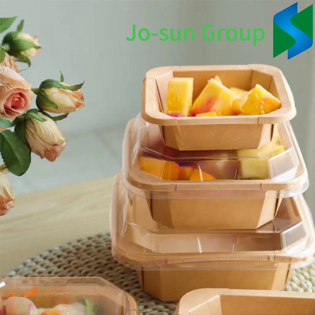 Disposable Waterproof and Oil-Proof Kraft Paper Fruit Salad Star Anise Bowl with Lid