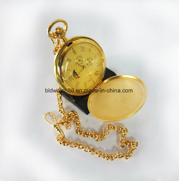 Best Quality Gold Plated Brass Gents Mechanical Pocket Watch Chain