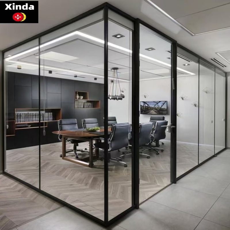 Soundproof Glass Partition Wall - Aluminum Frame Office Divider
