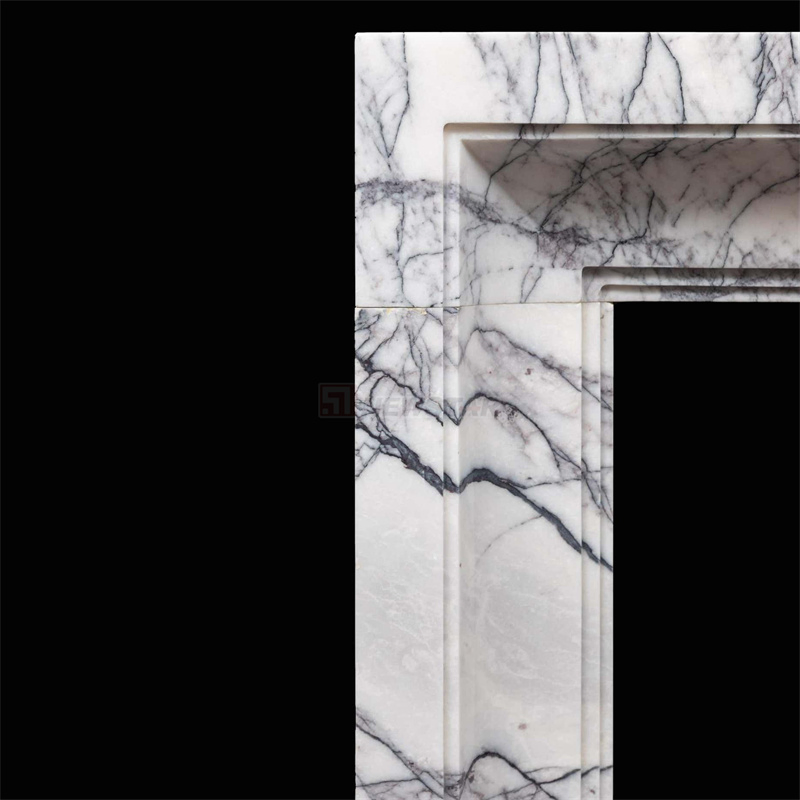 Newstar Sample Style Fireplace Natural Stone Marble Limestone Fireplace Surround Stone Mantel Indoor Decoration Calacatta Viola Marble Fireplace