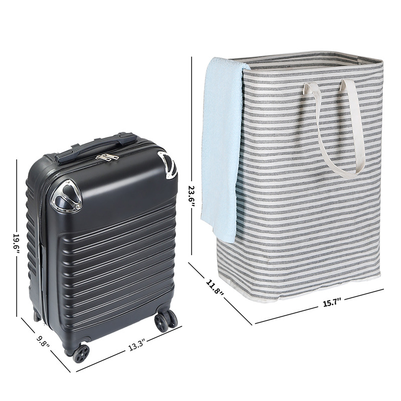 Trendy Striped Canvas Laundry Basket for Stylish Home Organization