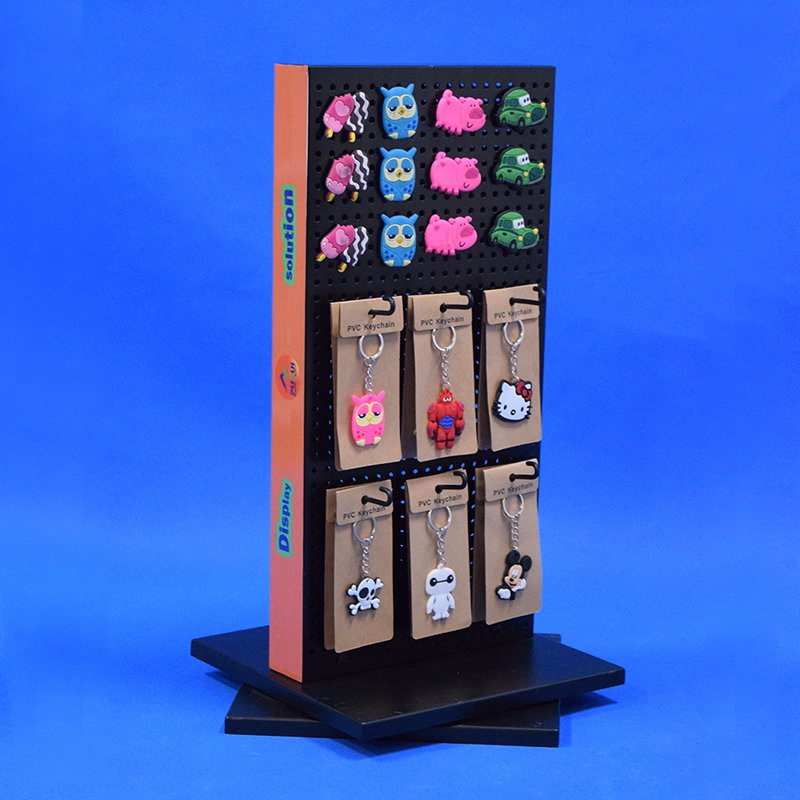 3 Faces Steel Pegboard Counter Rack Spinner for Souvenir Shops (PHD8013)