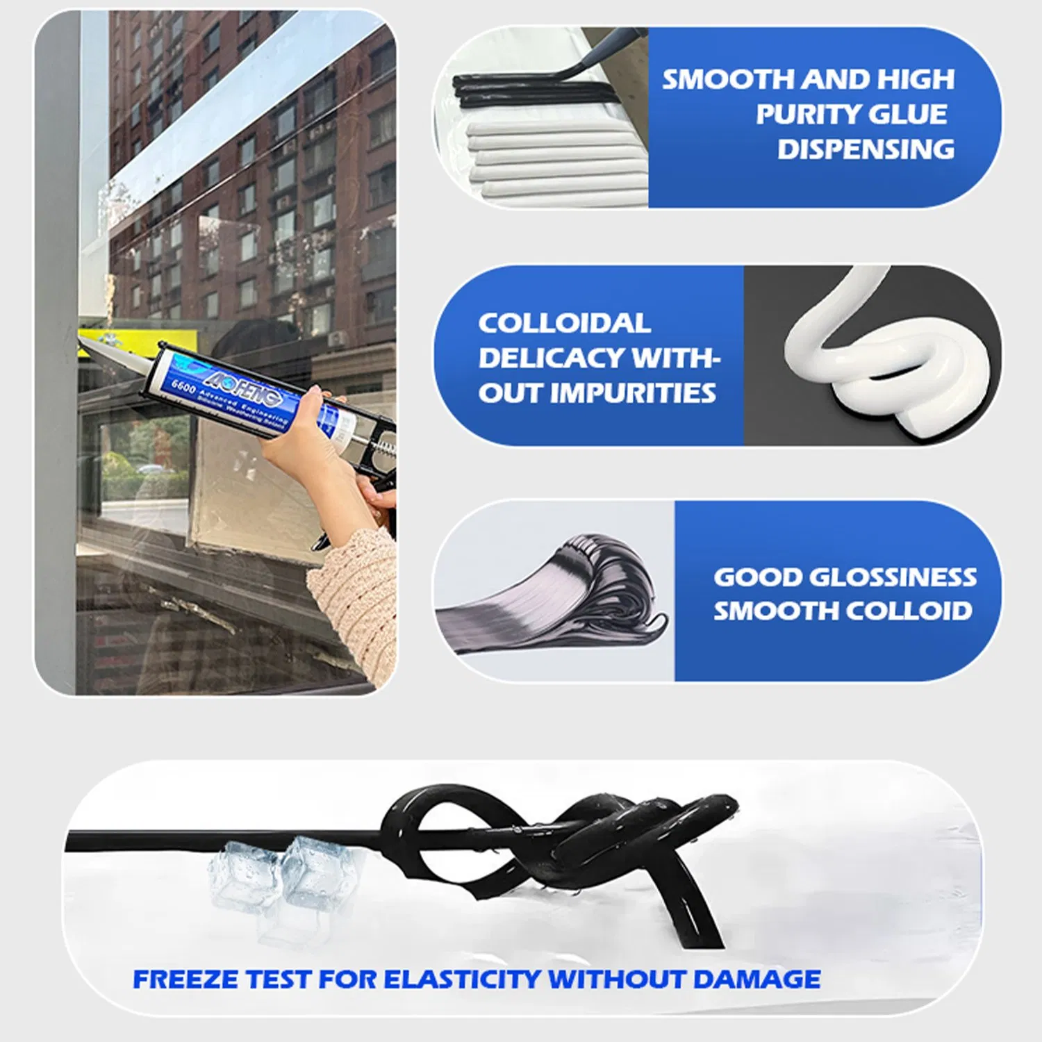 All-Purpose Silicone Sealant for Sealing Window and Door Frames on Both Interior and Exterior Walls with Excellent Water and UV Protection