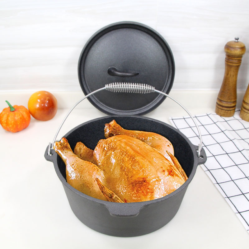 Чугунная утятница Camping Dutch Oven с антипригарным покрытием