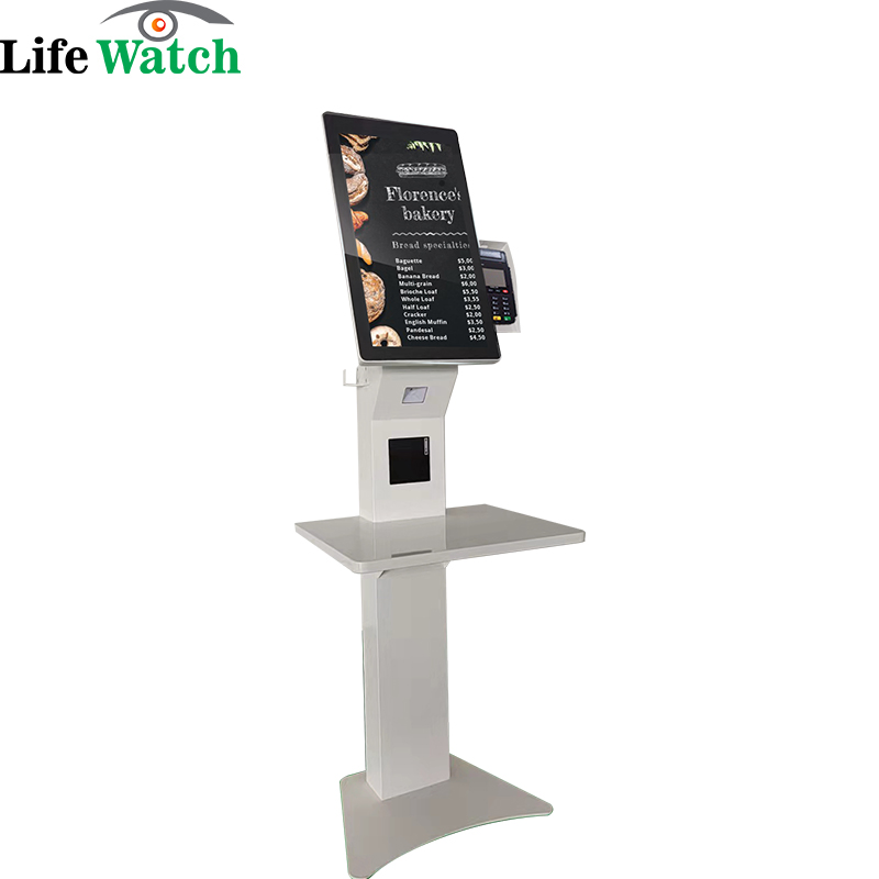 Shopping Mall Self-Service Cash Payment 22-Inch LCD Kiosk System with POS Machine Qr Barcode Scanner Thermal Printer Goods Recognition