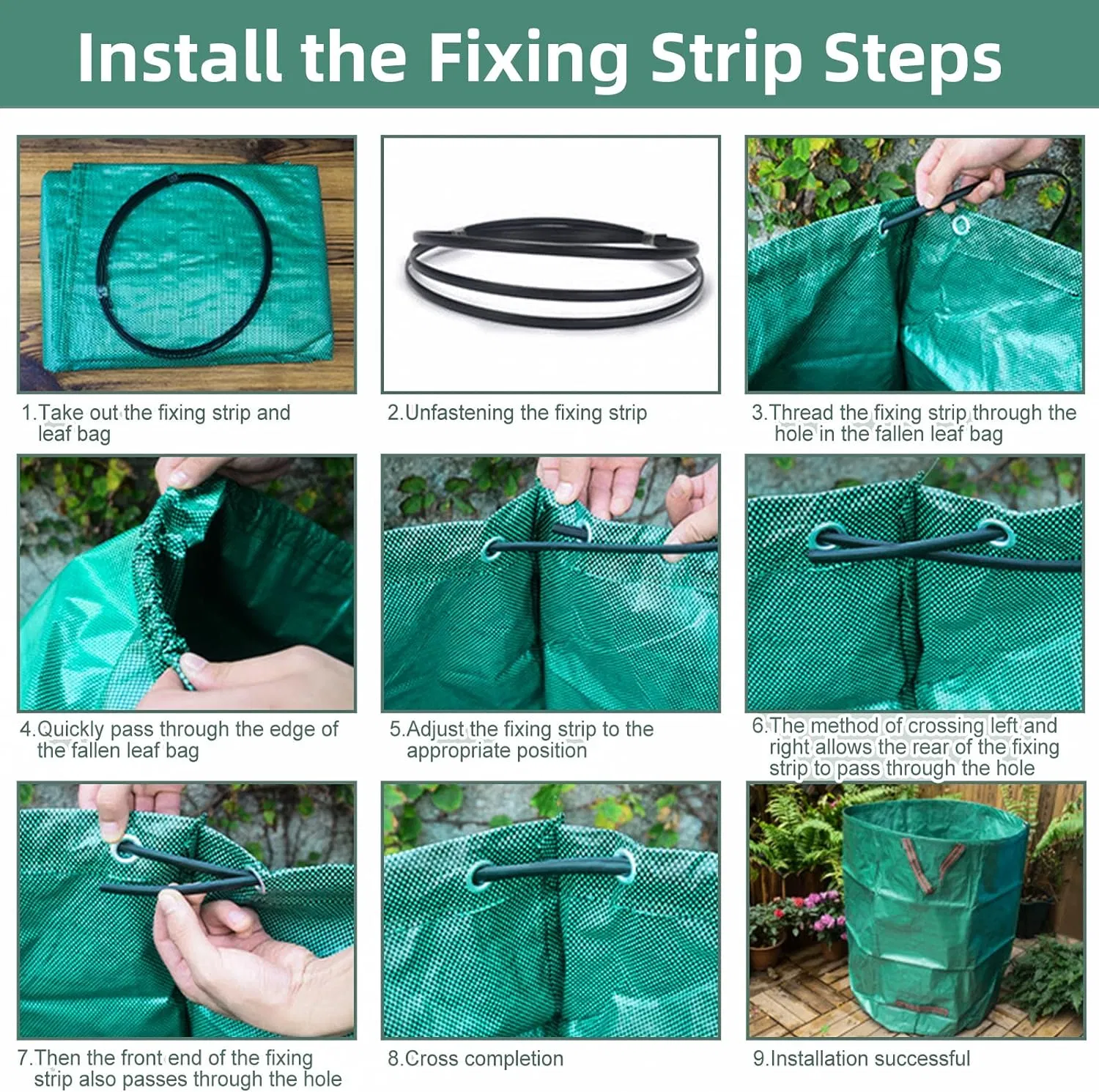 3-Pack Heavy Duty 132/72/32 Gallons Reusable Yard Waste Bags Lawn Bags with 4 Handles