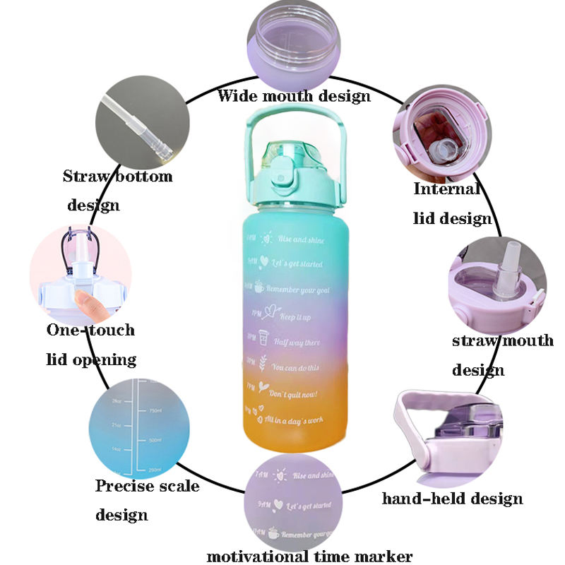 500ml 700ml 2000ml 3 in 1 Set Plastic Water Bottle